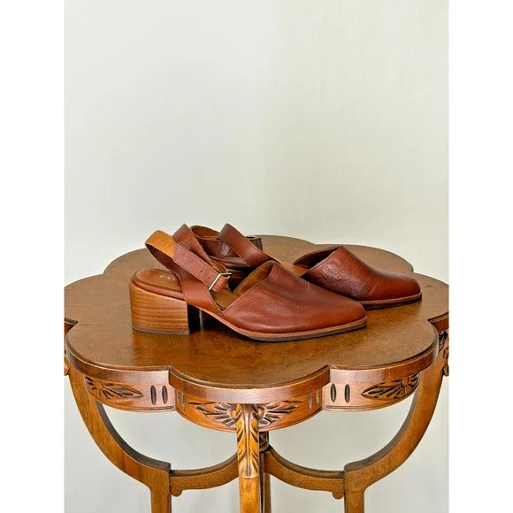 Patina ( Portland Leather) Brown Leather Slide/Sandal US Womens 9 #0137C - Picture 6 of 10